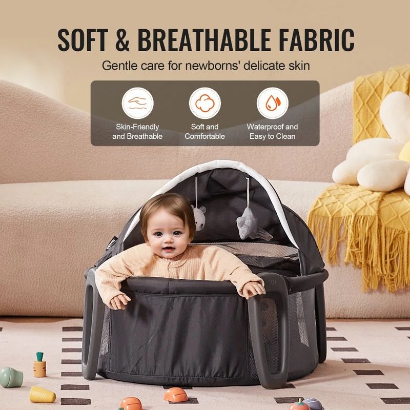 On-The-Go Bassinet Baby And Baby Toys Canopy With Folding Dome Portable_voghion.com