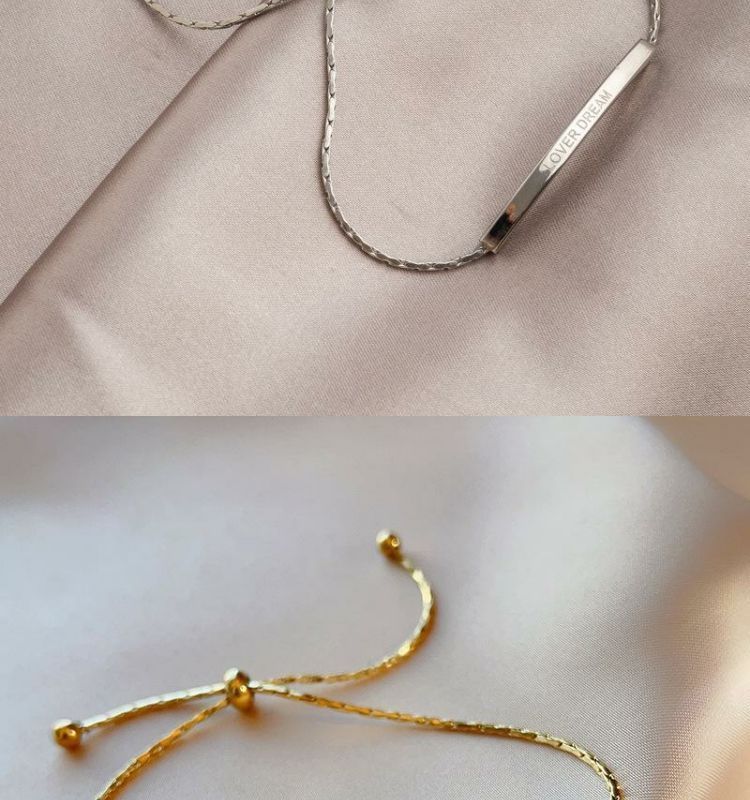 Bracciale in acciaio al titanio con lettere dorate, fatto a mano, alla moda, versatile, semplice, personalità, nicchia_voghion.com