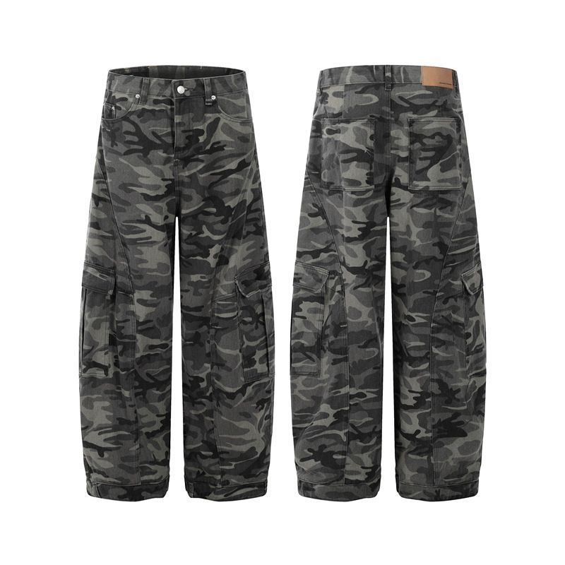 Retro-Camo-Utility-Overalls für Herren – Locker sitzende Cargohose mit Reverse-Wear-Design, Streetwear- und Workwear-Stil_voghion.com