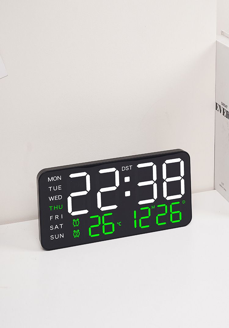 Modern LED Digital Wall Clock With Temperature Display, Calendar & Alarm - Frameless Design For Living Room, Bedroom, Office_voghion.com