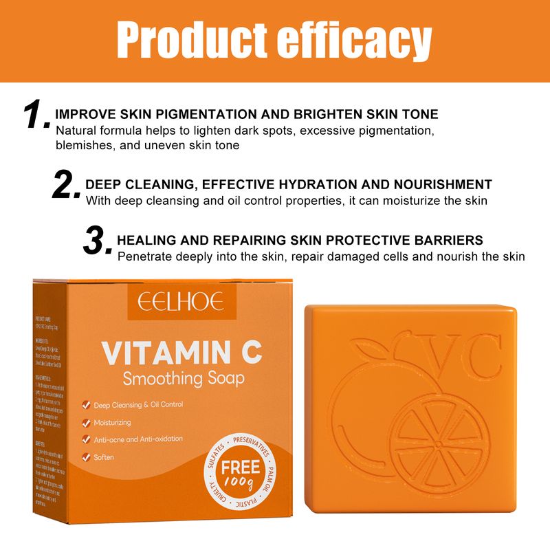 EELHOE Vitamin C Whitening Soap For Blemish Reduction Deep Clean Moisturizing And BrighTening Skin Beauty Soap_voghion.com