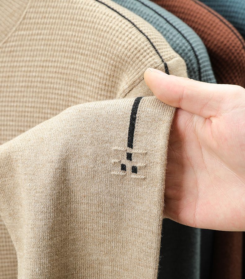 Maglione casual da uomo con scollo rotondo, pullover in maglia traspirante con orlo a coste, disponibile in diversi colori e taglie (blu, verde, nero, kaki)_voghion.com