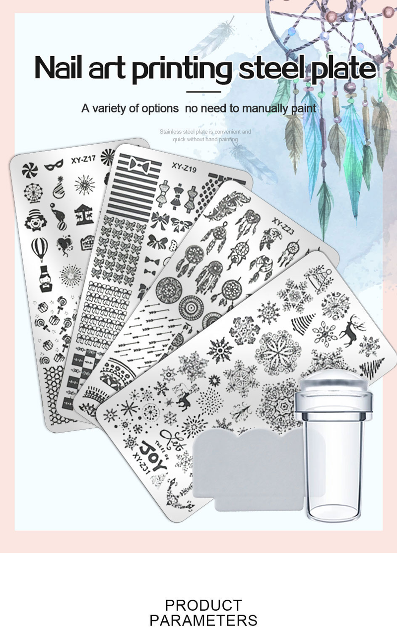 Plantillas para Arte de uñas Arte Clavo, placa de estampado, diseño de flor, hoja, mariposa, plantillas de sellos de encaje navideño, accesorios de imagen de placa_voghion.com