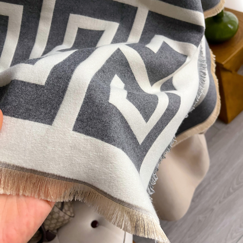 Eșarfe noi de toamnă și iarnă pentru femei, cu franjuri duble, imitație de cașmir, șal la modă, imprimat, gros și cald, bavetă_voghion.com