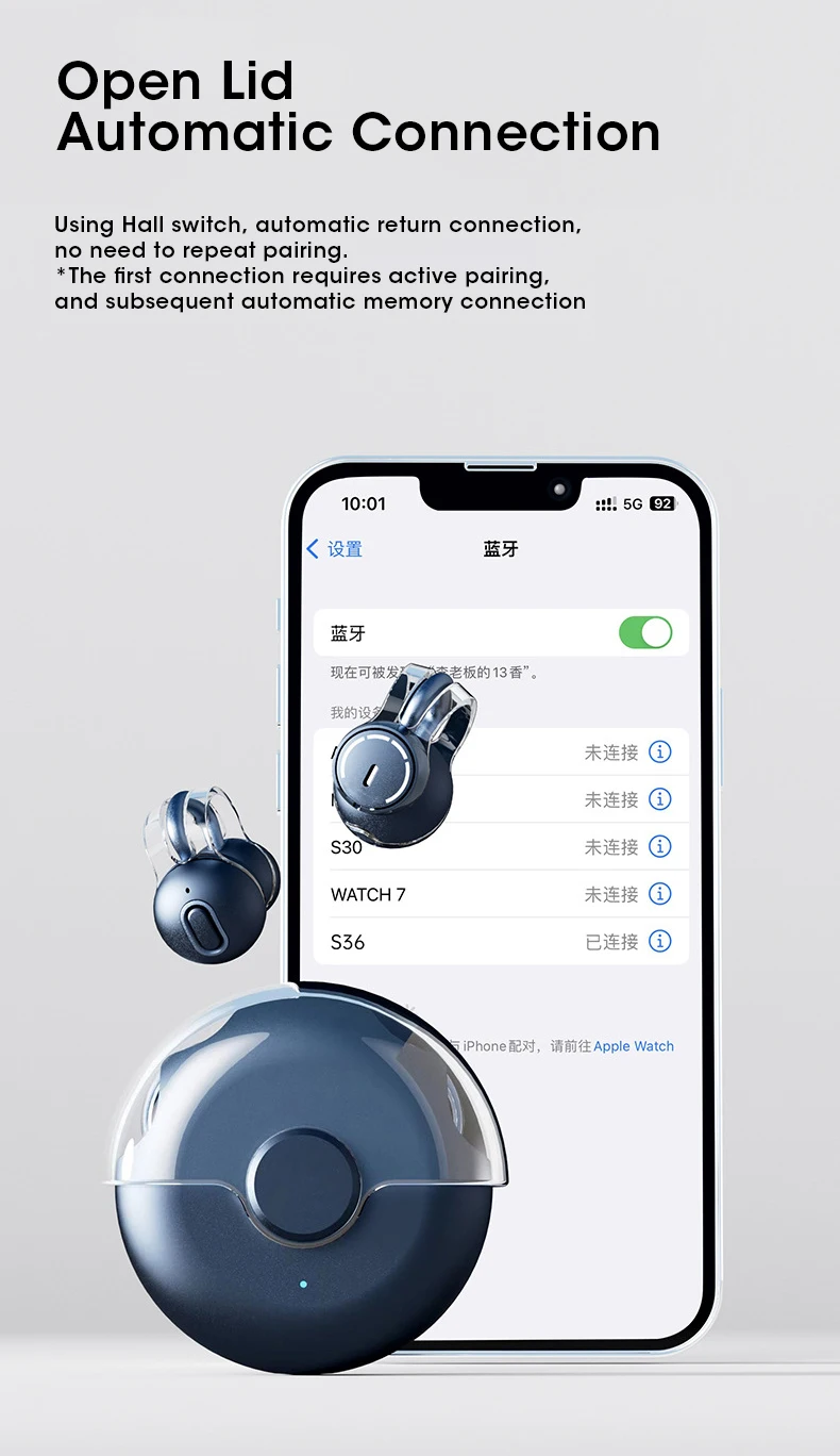 MI-TWS Bone Conduction Wireless Bluetooth Earphones Earclip Motion Noise Canceling Ultra-long Battery Life 360°ACS Sports Headset_voghion.com