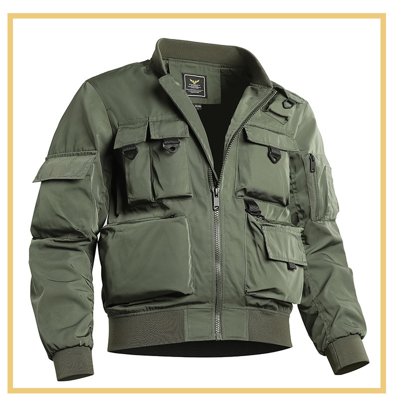 Man's clothing Multi-functional outdoor tactical jacket multi-pocket loose plus size flight suit motorcycle racing_voghion.com