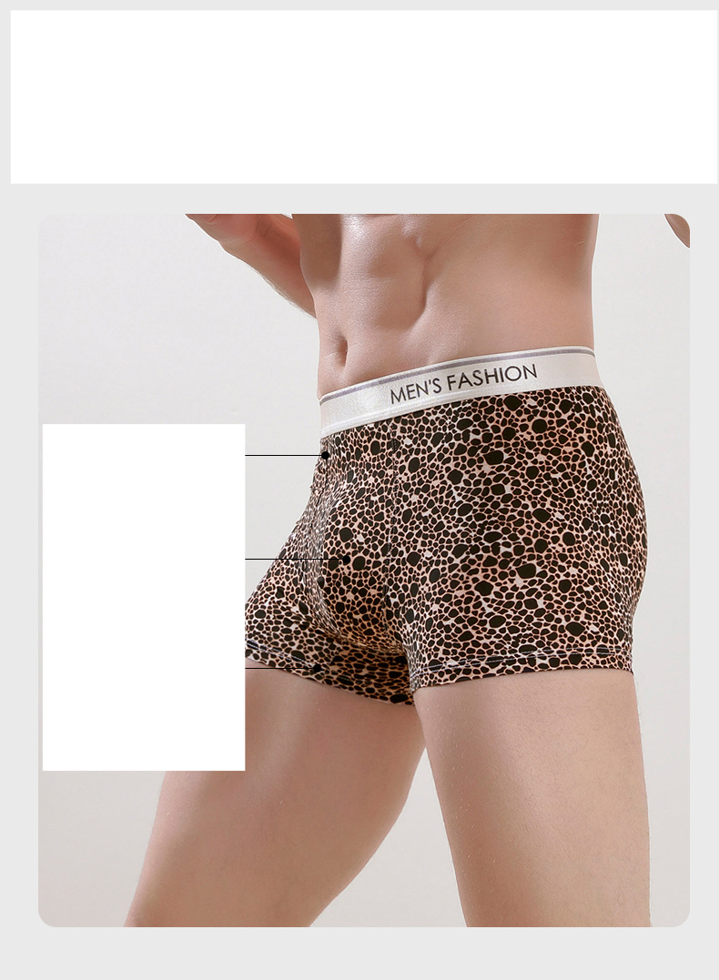 Sous-vêtements pour hommes slips en soie glacée pour hommes boxeurs taille moyenne respirants à imprimé confortable_voghion.com