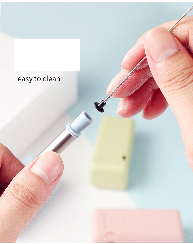 New folding straw telescopic straw foldable reusable stainless steel straw silicone straw_voghion.com
