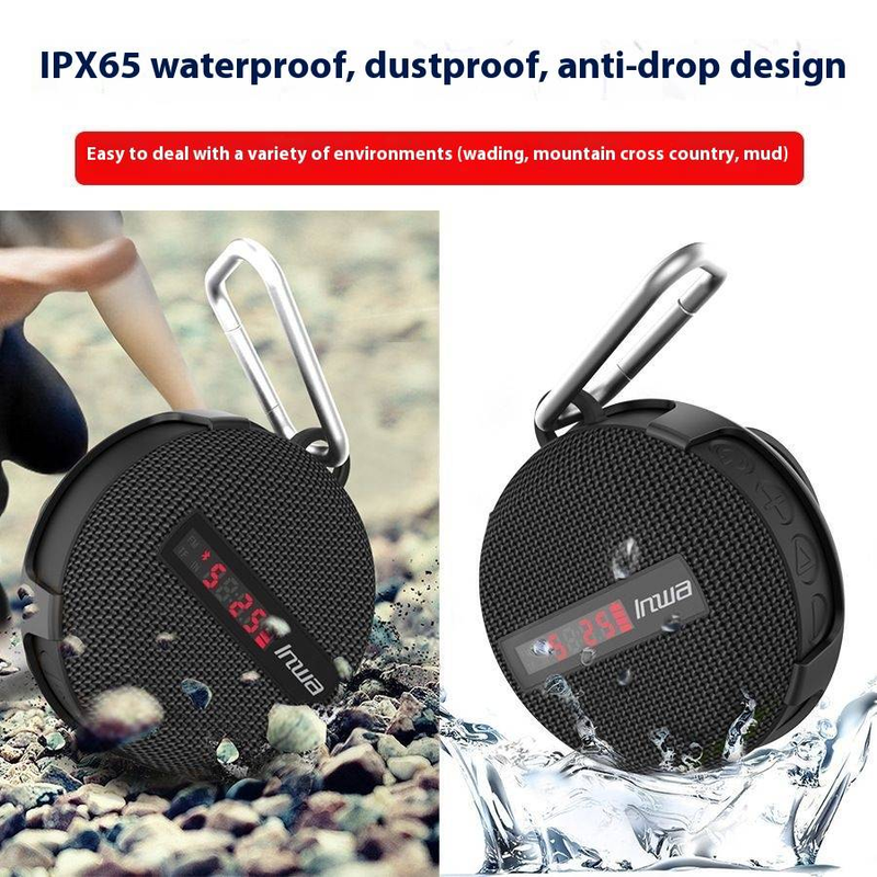 Motorcycle riding audio system, Bluetooth speaker, outdoor portable subwoofer, waterproof and dustproof, displaying time and speed_voghion.com