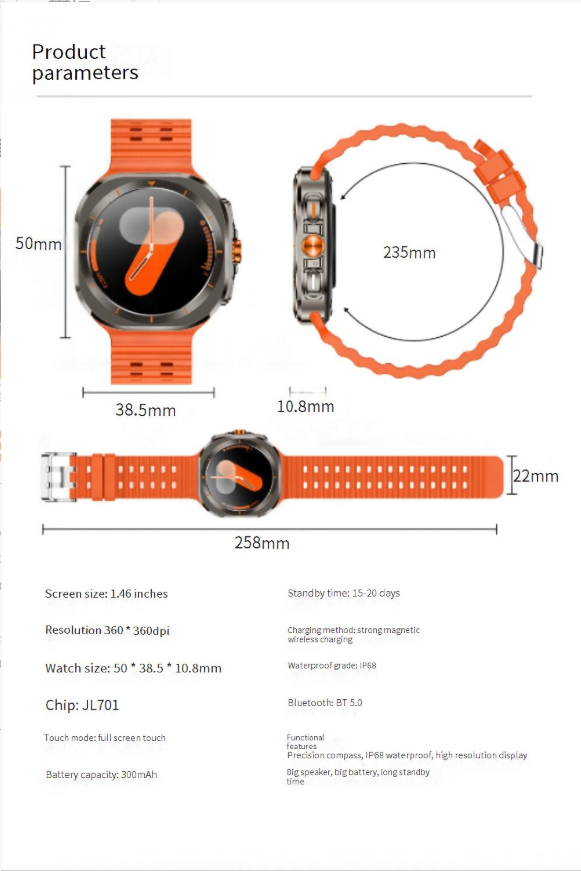 Smartklokker Bluetooth-anrop Kompass HD-skjerm Bevegelse_voghion.com