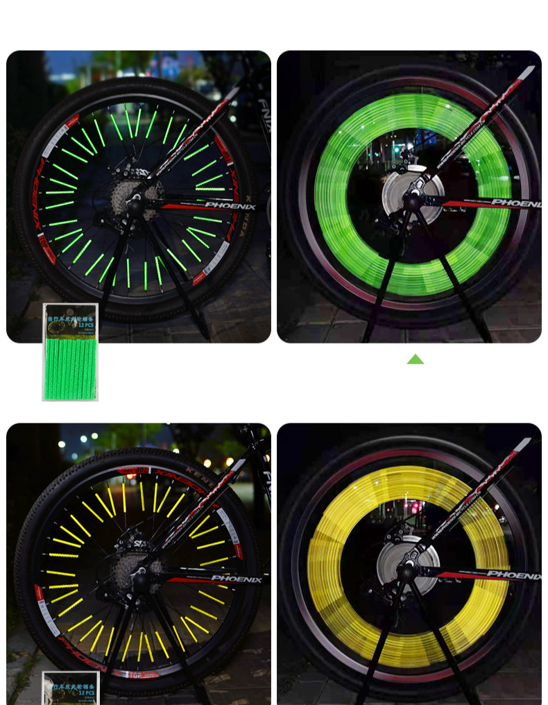 Rayons réfléchissants pour vélo, avertissement de sécurité pour la conduite de nuit, autocollants réfléchissants pour les déplacements nocturnes, bande de carte pour vélo de montagne, Hot Wheels_voghion.com
