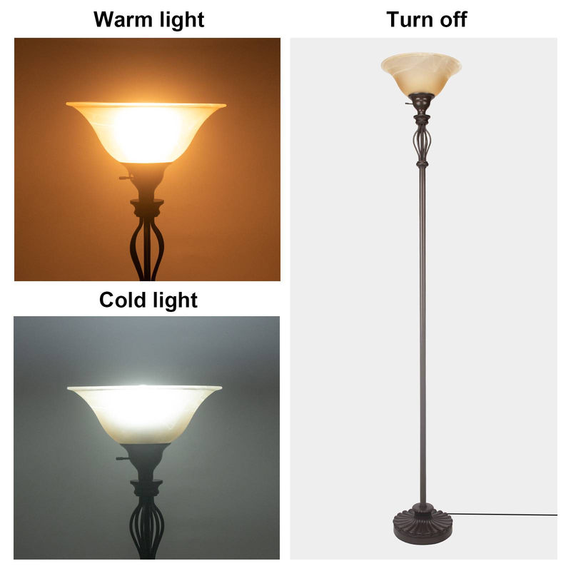 Lampada da terra HonoDing da 72 pollici di metà secolo con paralume in vetro, per soggiorno, camera da letto, lampada da terra marrone_voghion.com