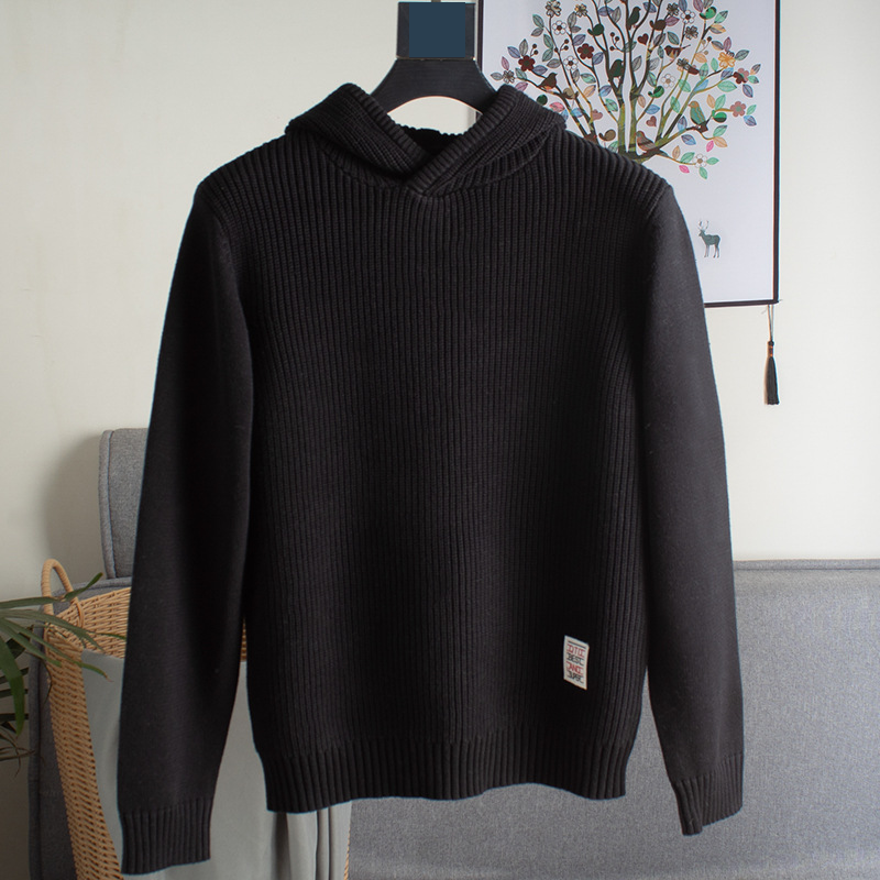 Herren-Kapuzenpullover – weicher, atmungsaktiver Strick-Hoodie für Freizeit- und Businesskleidung (Khaki, Schwarz, Grau, XL-3XL)_voghion.com