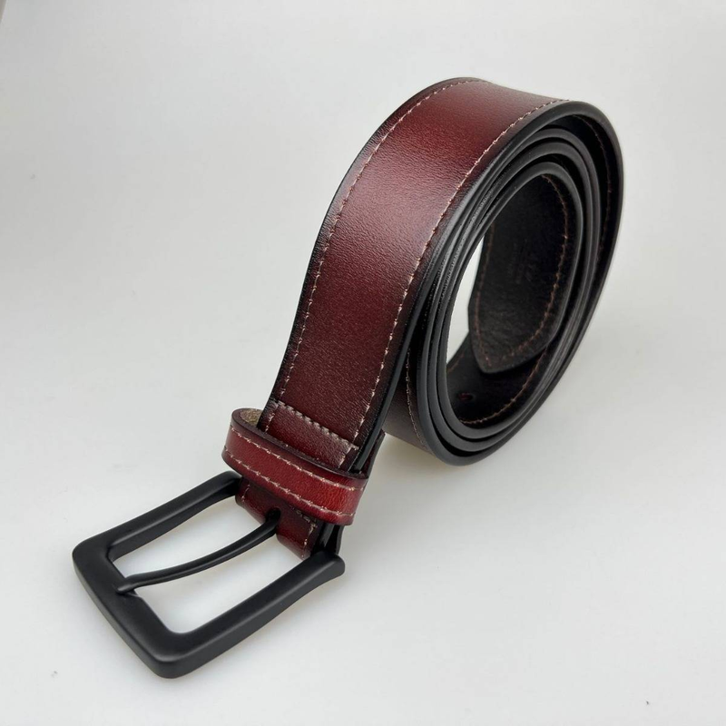 Ceinture en cuir véritable pour homme - Style cowboy classique avec coutures et fermeture à boucle pour jeans et pantalons_voghion.com