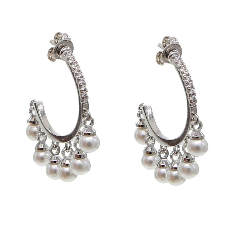 Damenschmuck Elegante Perlenohrringe in Gold und Silber, geometrisches Design für Hochzeit und besondere Anlässe Damen Hochzeitsohrringe Accessoires_voghion.com