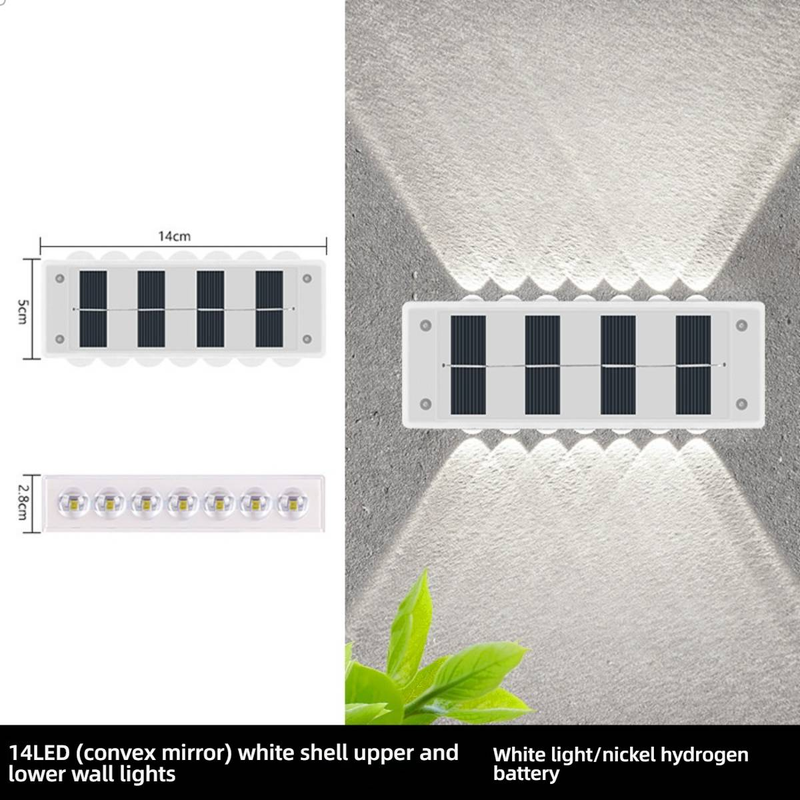 Solar-Wandleuchten für den Außenbereich, wasserdicht, Garten-Villa-Zaunbeleuchtung, LED-solarbetriebene Landschaftsleuchten für Hof, Terrasse, Balkon, Warmweiß/Kaltweiß_voghion.com