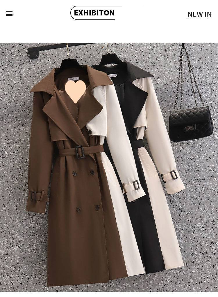 Women's Trench Coat Long Sleeve Oversized Casual Blazer Jacket With Color Block Design_voghion.com