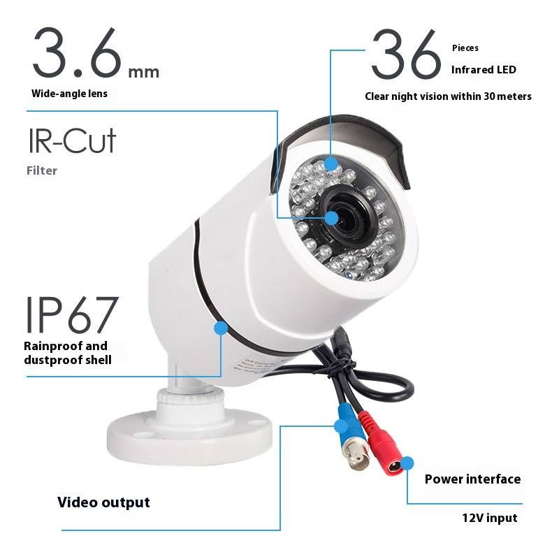 2MP AHD Security Camera Outdoor/Indoor, 1080P Full HD Surveillance Camera With Night Vision, IP66 Weatherproof, 3.6mm Fixed Lens, Two-Way Audio_voghion.com