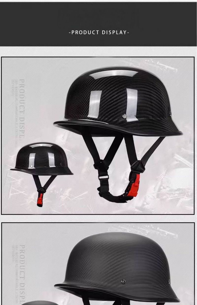 Military-Style Carbon Fiber Motorcycle Half Helmet – Ultra-Lightweight 3K/12K/Forged Finish, Retro Army Design For Urban Riding (S-XXXL)_voghion.com