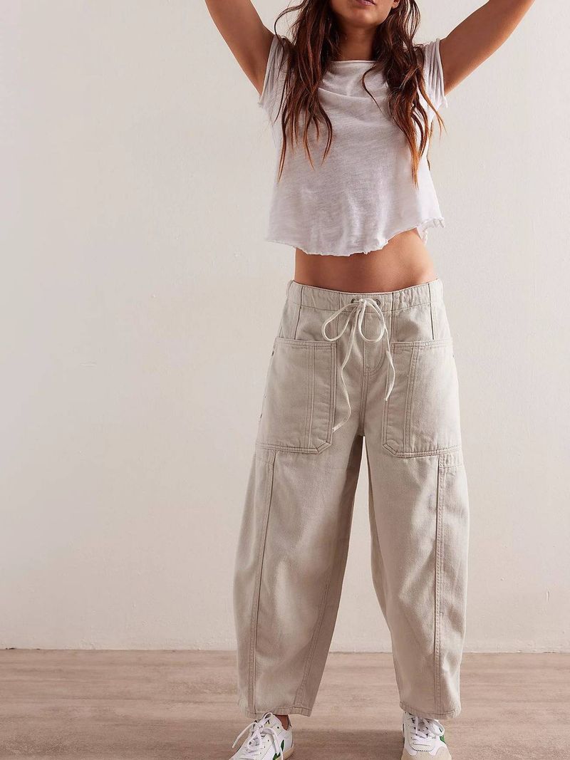 Jeans da donna a vita bassa e gamba dritta - Pantaloni in denim elasticizzato comodi e rilassati per un abbigliamento casual, diversi colori e taglie_voghion.com