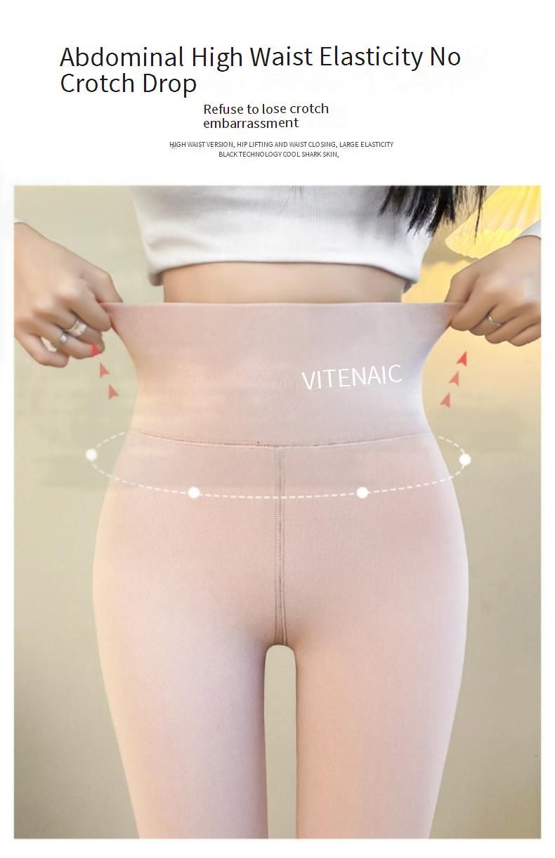 Leggings thermiques doublés en polaire pour femme, taille haute, contrôle du ventre, pantalon chaud d'hiver avec broderie, extensible et confortable._voghion.com