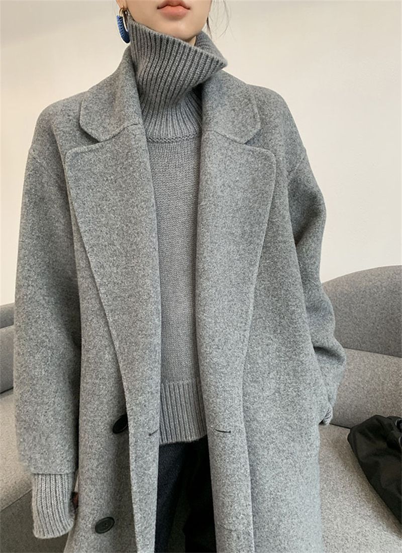 Women's Oversized High Neck Sweater - Soft Knit Pullover With Relaxed Fit, Cozy Winter Casual Tops In Solid Colors (Gray, Camel, Beige, Black, Red)_voghion.com