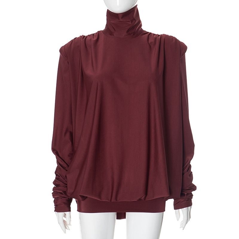 Abito corto sexy senza schienale con pieghe multiple, ampio e scollato, da donna, autunno e inverno_voghion.com