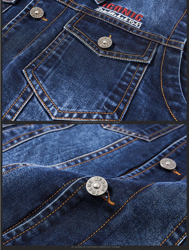 Gilet en jean pour homme avec col à revers et multiples poches, veste sans manches décontractée et ample, grandes tailles (jusqu'à 4XL)_voghion.com