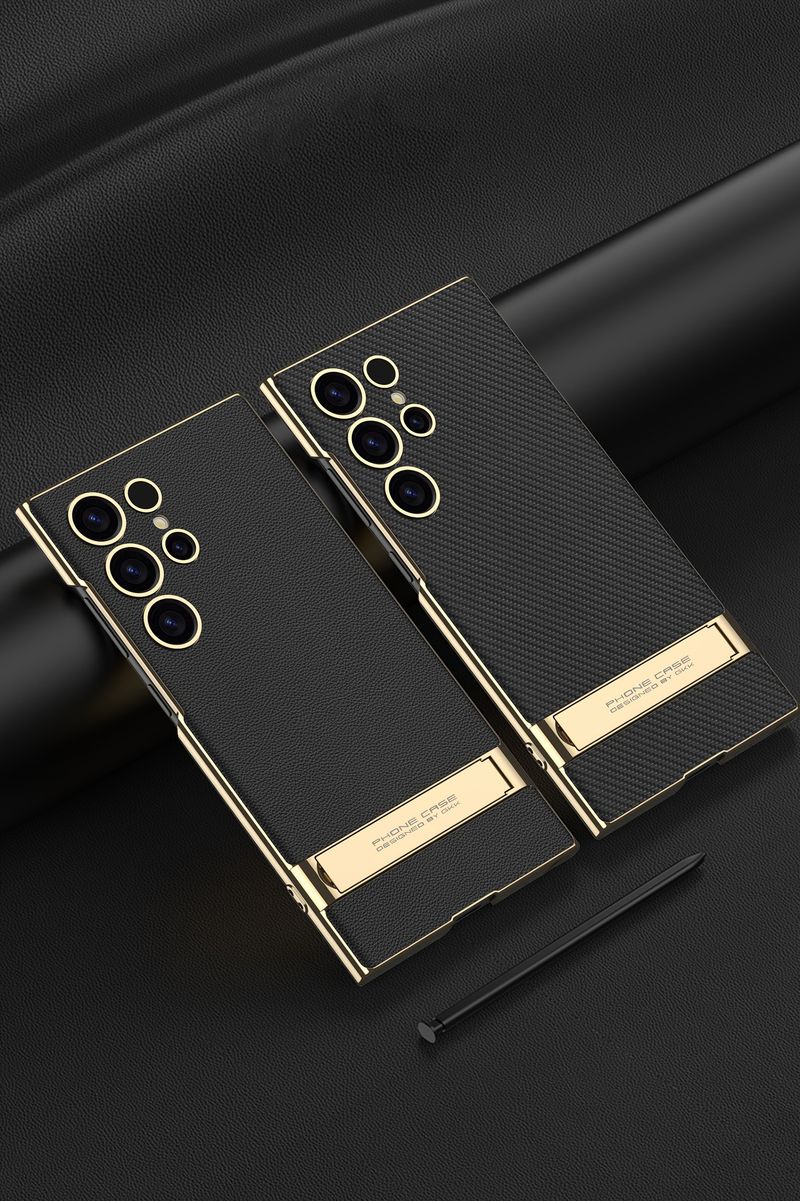 S24 Ultra Case - Premium Leather Bracket Phone Case With Holder - Protective Cover For S24 Ultra_voghion.com