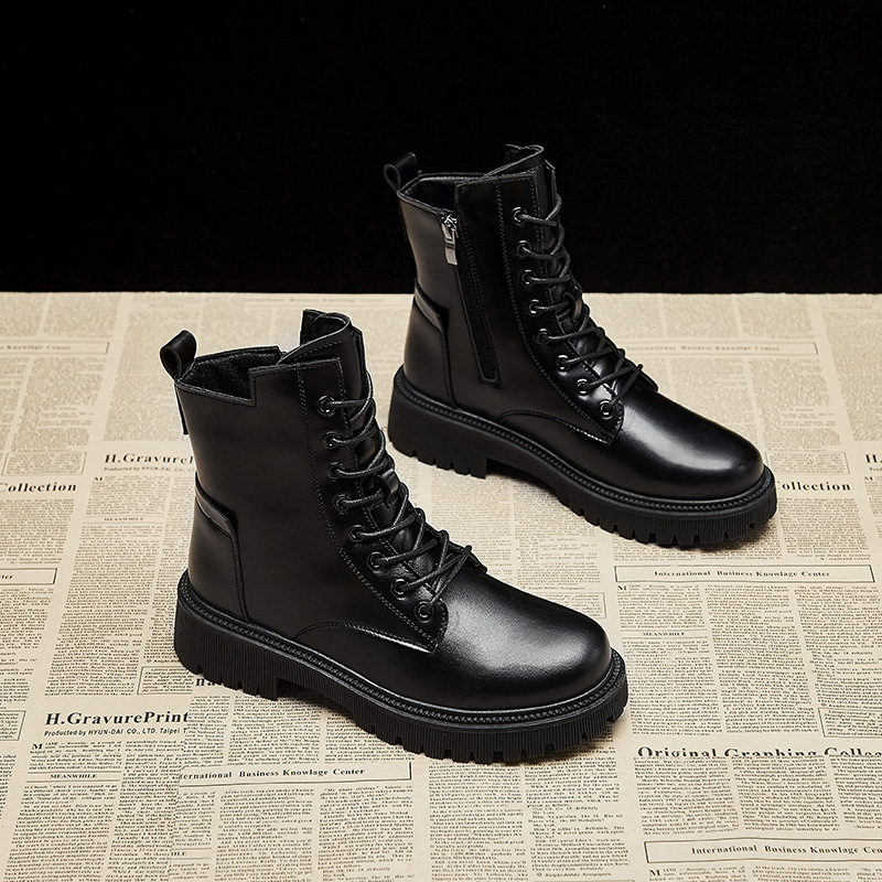 Martin Boots Women 2023 Autumn New British Ankle Boots Platform Student Network Red Motorcycle Boots Casual Boots_voghion.com