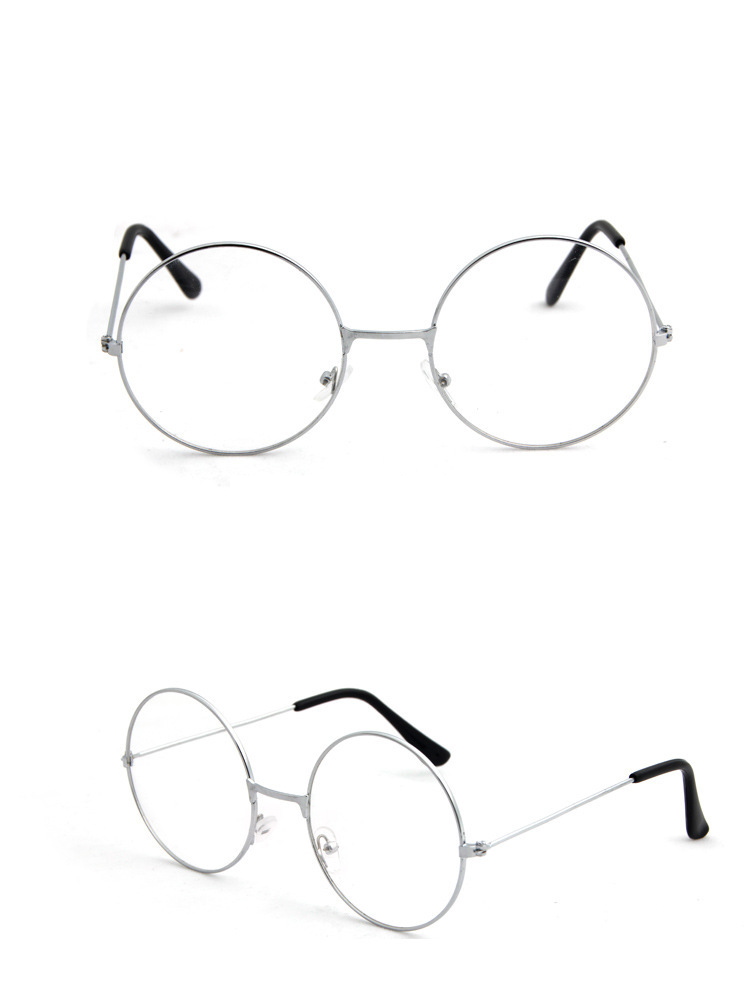 Unisex Men's and women's fashion ultra-light decorative flat glasses round retro metal frame prince mirror_voghion.com
