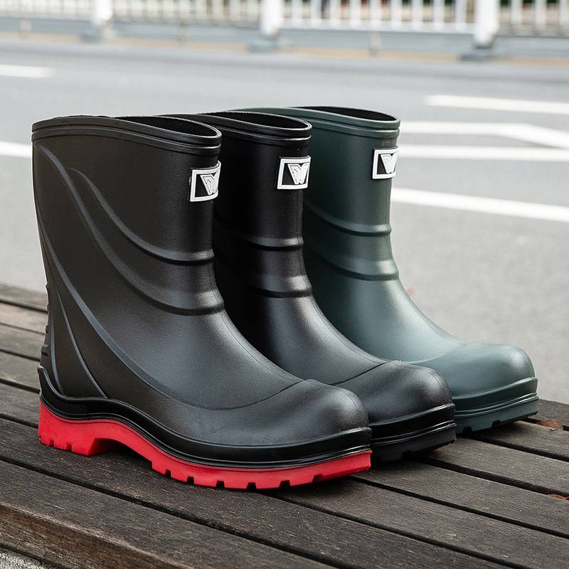 Pantofi de ploaie pentru bărbați, cizme impermeabile, cizme de ploaie antiderapante, cizme de ploaie medie, pantofi de cauciuc la modă, casual, alunecare_voghion.com