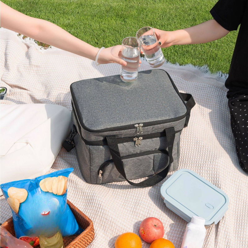 Bolsa de isolamento de grande capacidade de camada dupla, bolsa de gelo para uso externo, bolsa de piquenique de viagem conveniente, bolsa de almoço portátil de trabalho_voghion.com