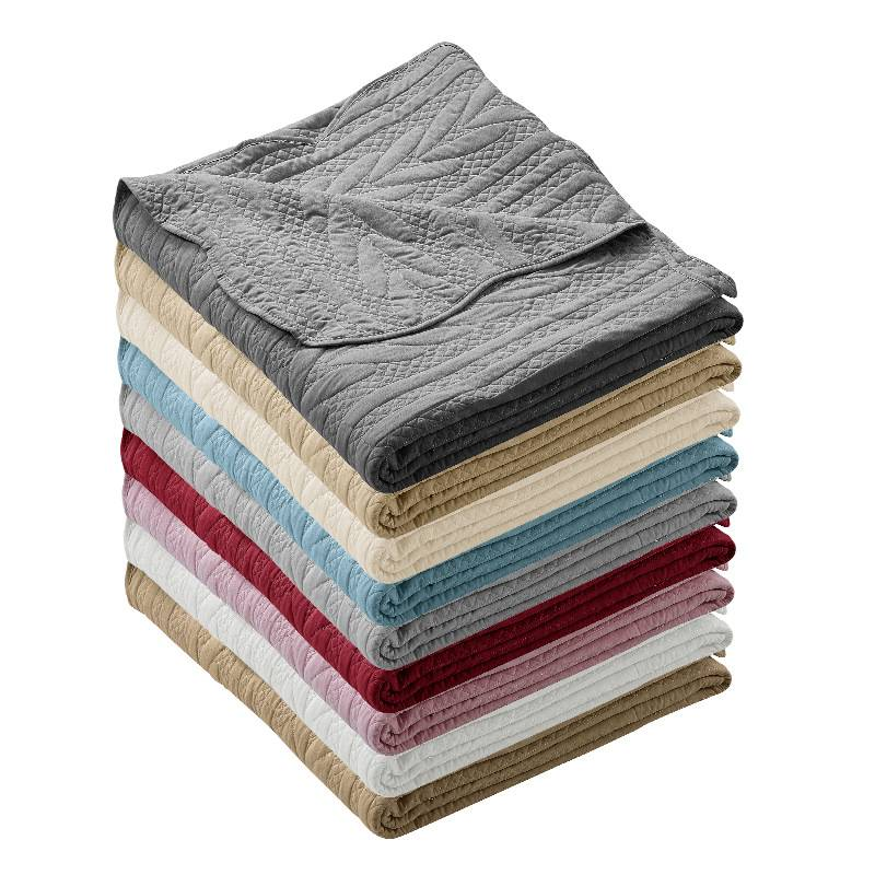 3-Piece Washed Cotton Quilted Bedding Set - Lightweight Summer Duvet Cover With Simple Embroidery All-Season Breathable Bedspread_voghion.com
