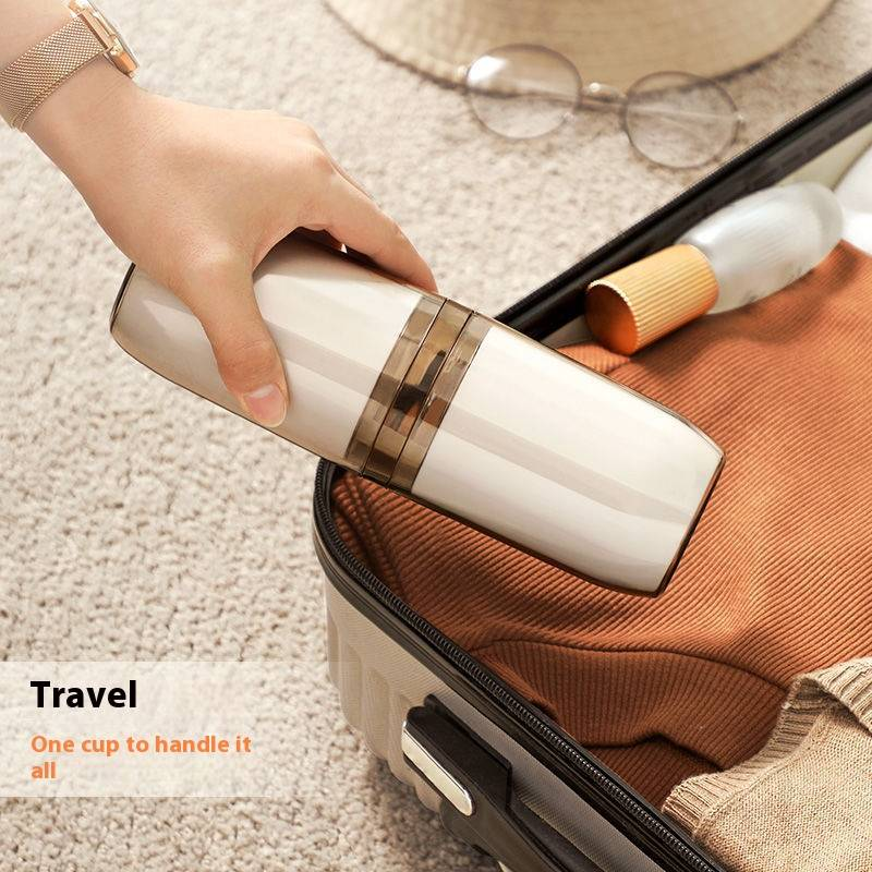 Portable Toothbrush Holder Set – Foldable Travel Toothbrush Cup With Mirror, Compact Bathroom Organizer For Home, Travel & Gym_voghion.com
