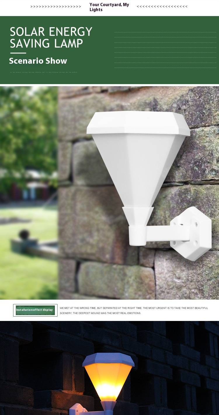Solar-Wandleuchte mit sechseckiger Flamme, Außentreppenlicht für Gartenzäune mit realistisch flackernder LED, wasserdicht und energiesparend für Terrasse, Hof, Veranda_voghion.com