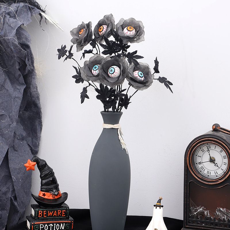 Bouquet da taglio di foglie d'acero con bulbo oculare nero horror di Halloween, festival fantasma, decorazioni commerciali per la casa di Halloween_voghion.com