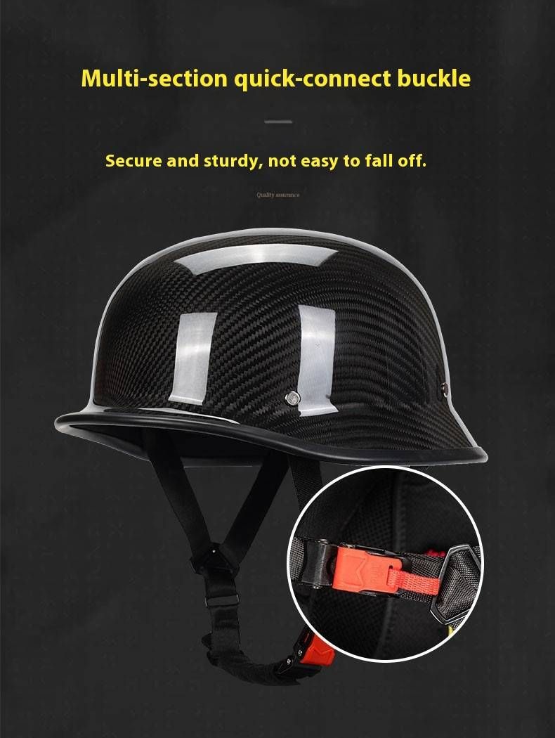 Military-Style Carbon Fiber Motorcycle Half Helmet – Ultra-Lightweight 3K/12K/Forged Finish, Retro Army Design For Urban Riding (S-XXXL)_voghion.com