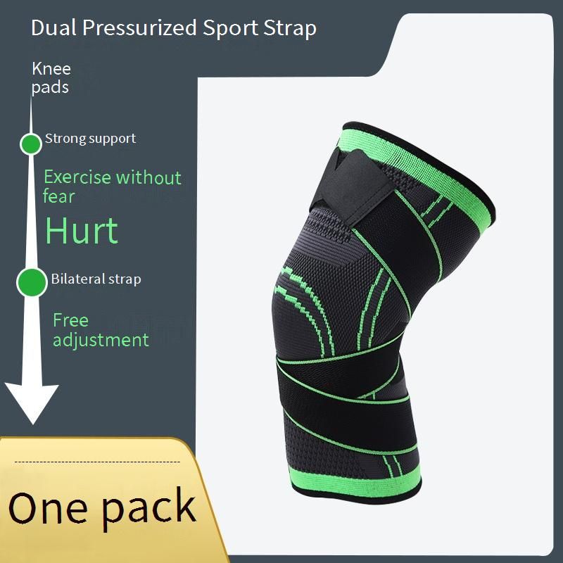Breathable & Non-Slip Knee Support Brace For Hiking, Running, Cycling & Fitness - Adjustable Nylon Strap (S/M/L, Grey/Orange/Green)_voghion.com