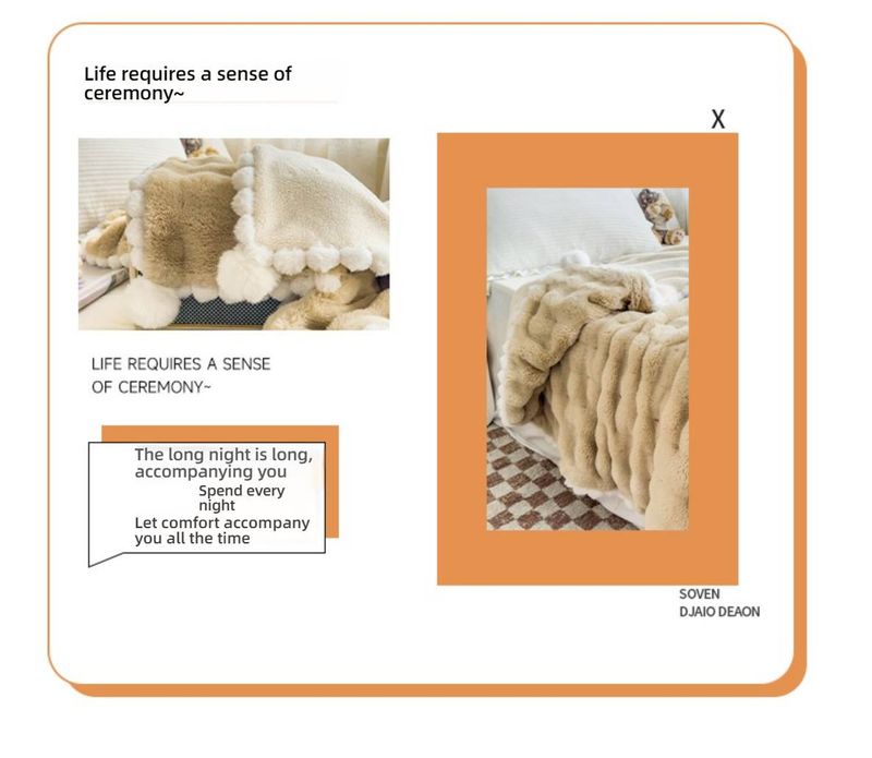 Luxury Plush Rabbit Fur Blanket - Soft & Cozy Throw For Sofa, Office Nap, Winter Warmth - Stylish Home Decor_voghion.com