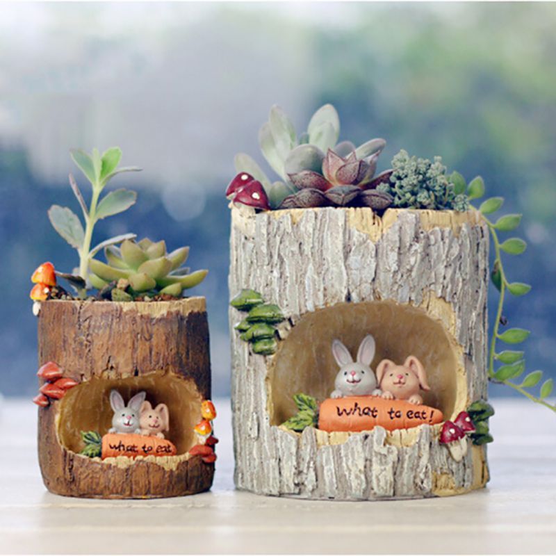 Sukkulenten-Blumentopf, 10 cm – süßer Cartoon-Übertopf mit Abflussloch, kleiner Blumentopf für den Innenbereich, als Geschenk für Kakteen_voghion.com