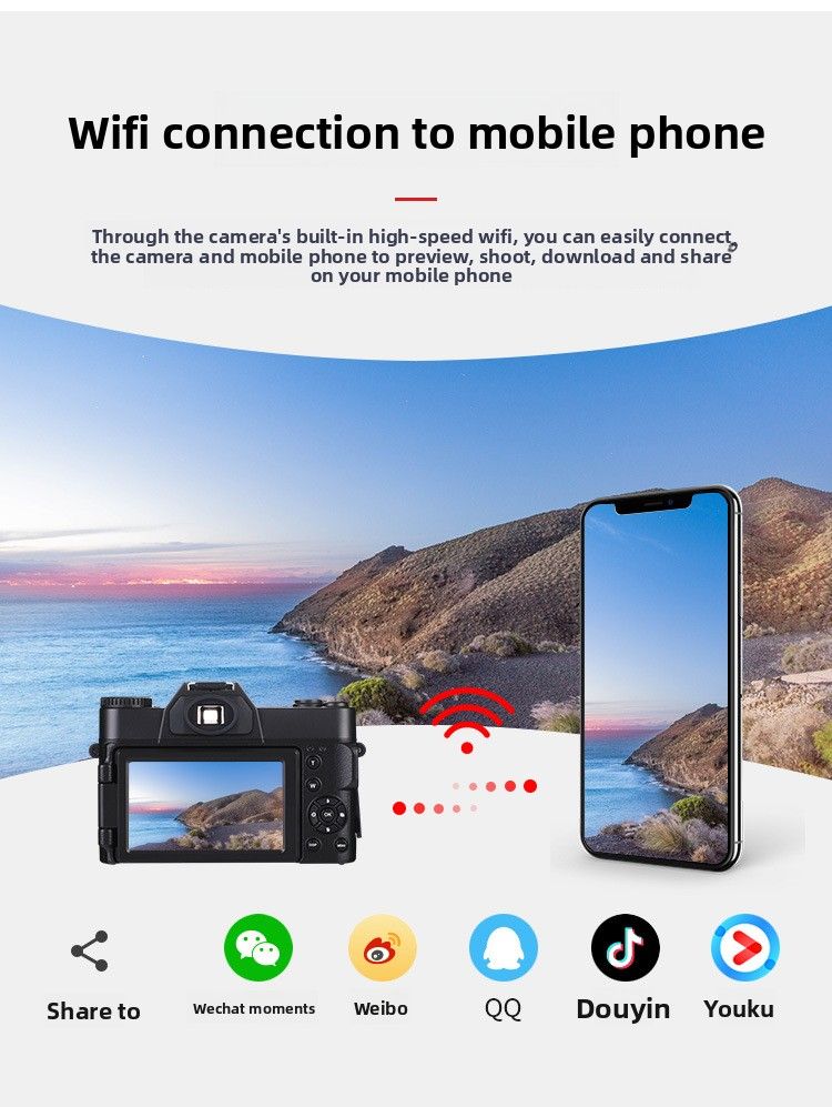 【Alta qualità】 R10 Nuova fotocamera digitale mirrorless entry-level 4K HD da 48,0 milioni di pixel per viaggi a casa con WIFI_voghion.com