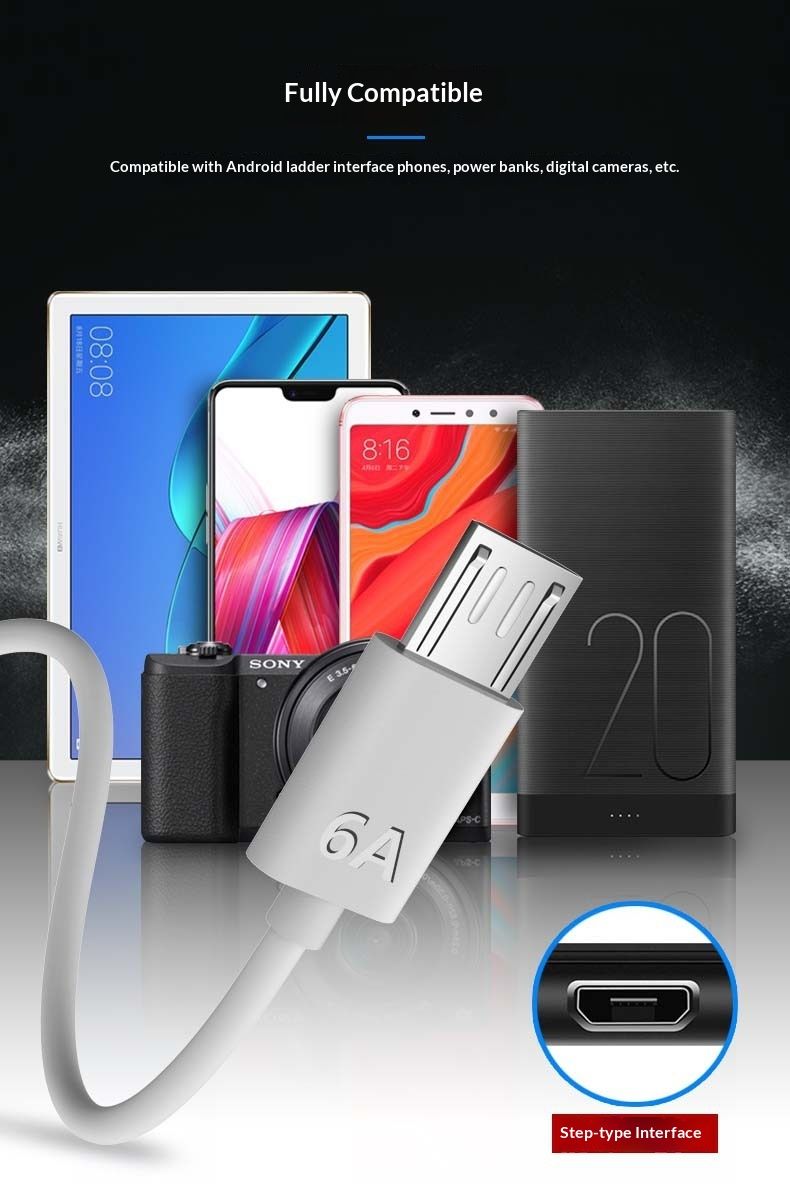 Digitex 6A Android Fast Data Compatible With V8 Trapezoidal Port Mobile Phone Micro USB Charging 100W Charger Cable_voghion.com