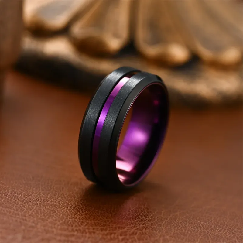 Heiße verkäufe Neue Mode 8mm Edelstahl für Frauen Schwarz Lila Nut Männer Versprechen Ringe 반지 Hochzeit Partei Schmuck Кольца_voghion.com