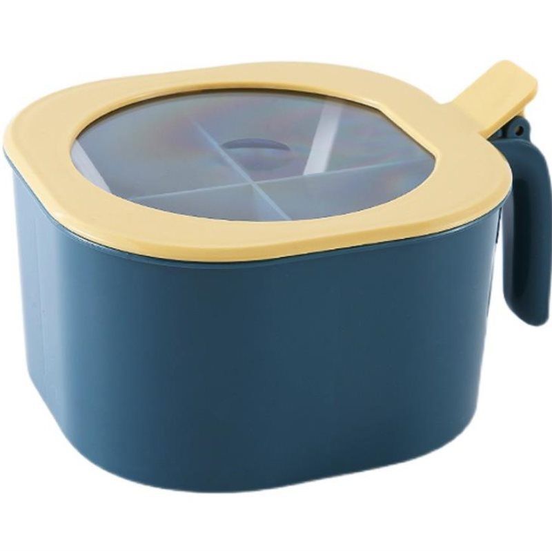 Getrennte Gewürzbox für die Küche, essbare Gewürz-Aufbewahrungsbox, farblich passende Gewürzbox mit vier Fächern für den Haushalt und Löffelset_voghion.com