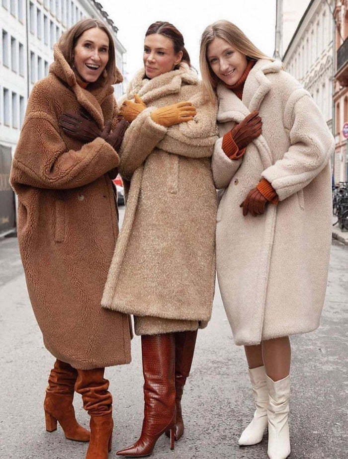 Halflange grote windjack voor dames, lamswollen herfst- en winternieuwe losse jas, effen kleur_voghion.com