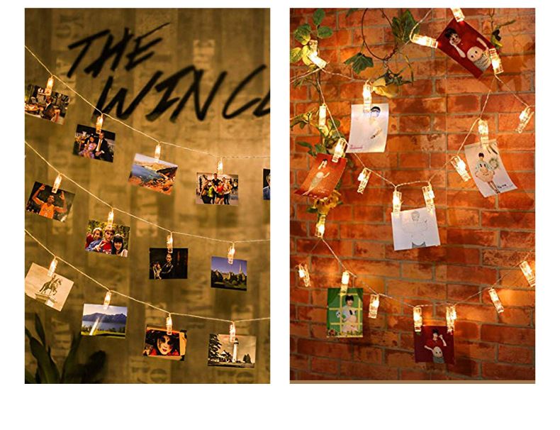 Cordão de Luzes com Clipe e 10 Lâmpadas LED - Luzes de Fada de 1,5 m a Pilhas para Festas, Natal, Cenários de Fotos e Decoração de Interiores_voghion.com
