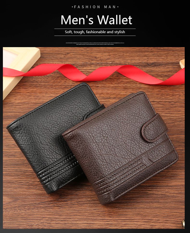 Men's Wallet Card Cases Pu Leather Short Zipper Buckle Wallet Wallet Coin Wallet_voghion.com
