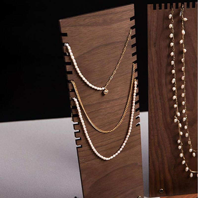 Wooden Walnut Jewelry Display Stand With Earring Tray Necklace Ring Earring Holder Organizer Jewellery Storage Box Shelf_voghion.com