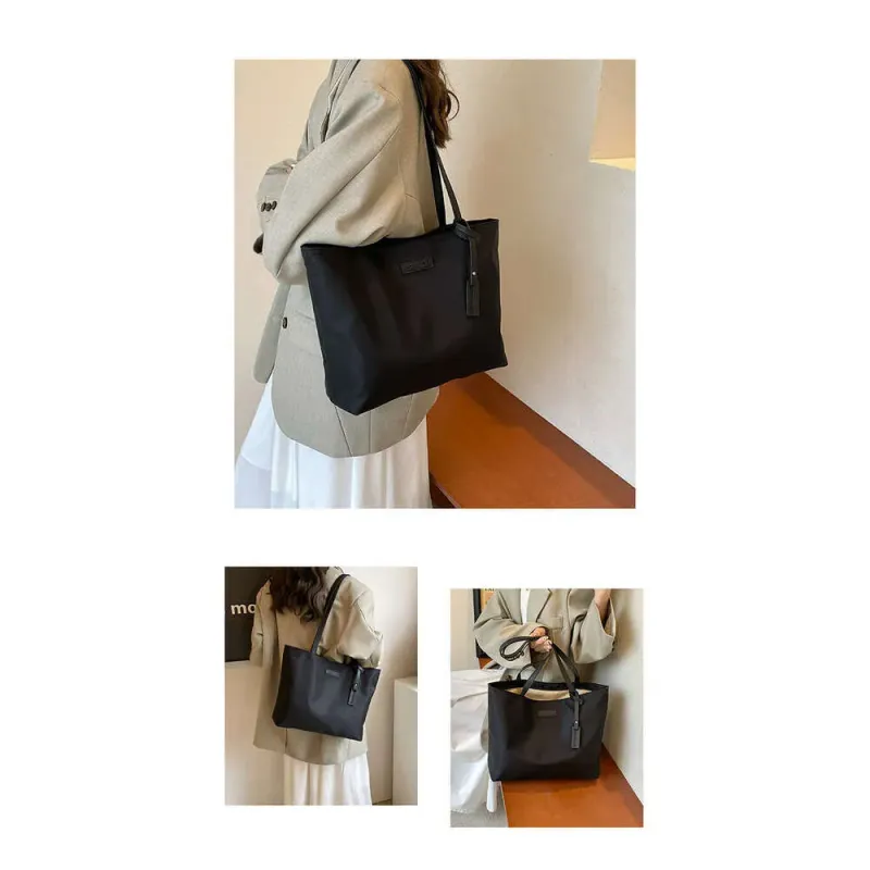 Korean Style Casual Large Capacity Nylon Commuter Versatile Shoulder Lightweight Handheld Tote Bag_voghion.com